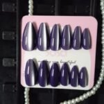 Almond Gel Chrome Press On Nails – Reusable Medium Length 10